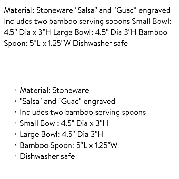 RAE DUNN ARTISAN GUAC + SALSA SET WITH 2 BAMBOO SPOONS - Picture 4 of 4